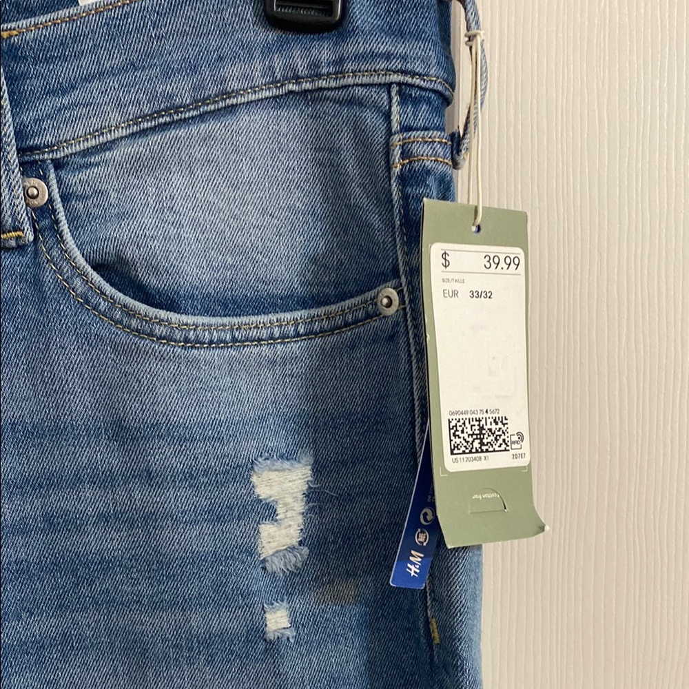 Men's Distressed Blue Jeans H&M size 33x32 - Picture 2 of 4